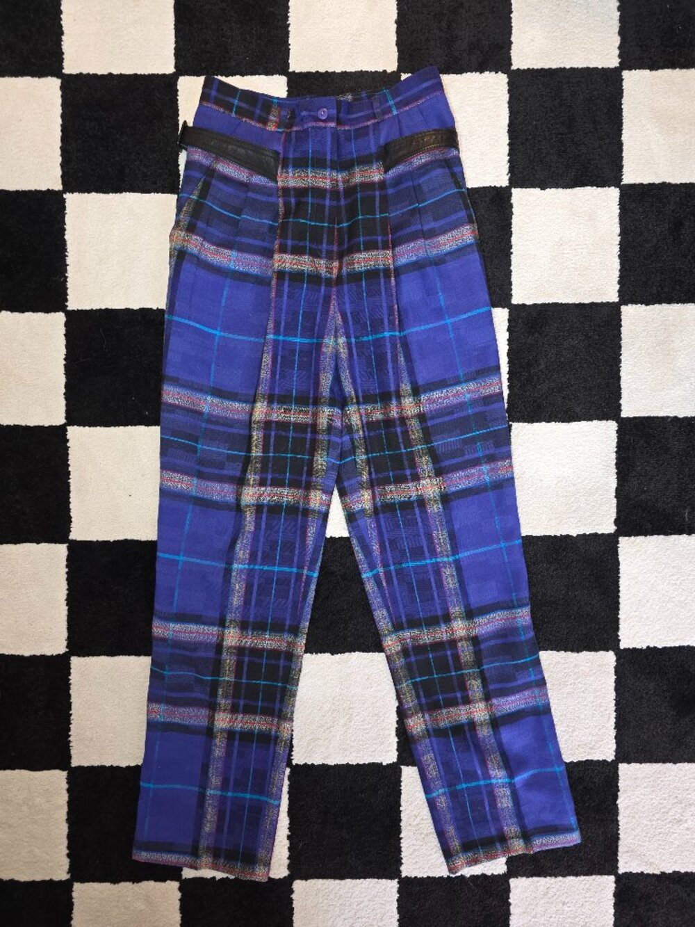 Purple plaid/tartan trousers